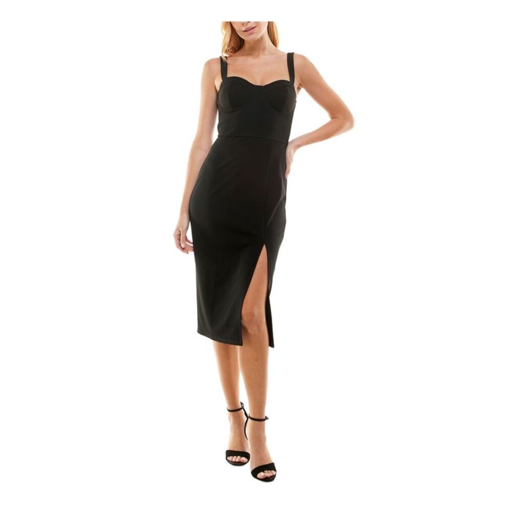 TRIXXI Womens Sheath Below The Knee Dress Black Sleeveless Cocktail Juniors 7